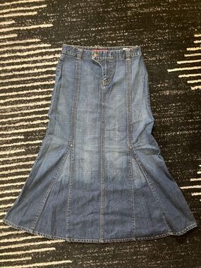 Nautica Jeans Maxi Skirt VINTAGE Ombré EUC Acid Wash Mermaid Modest Womens Girls